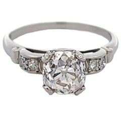 Art Deco GIA 1.79 Old Mine Cut Diamond Platinum Ring