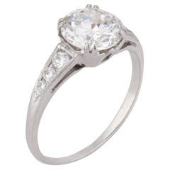 Bague de fiançailles Art déco en platine avec diamant de 1.80 carat certifié GIA