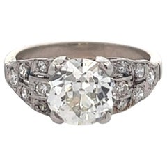 Art Deco GIA 1.84 Carats Old European Cut Diamond Platinum 14k White Gold Ring