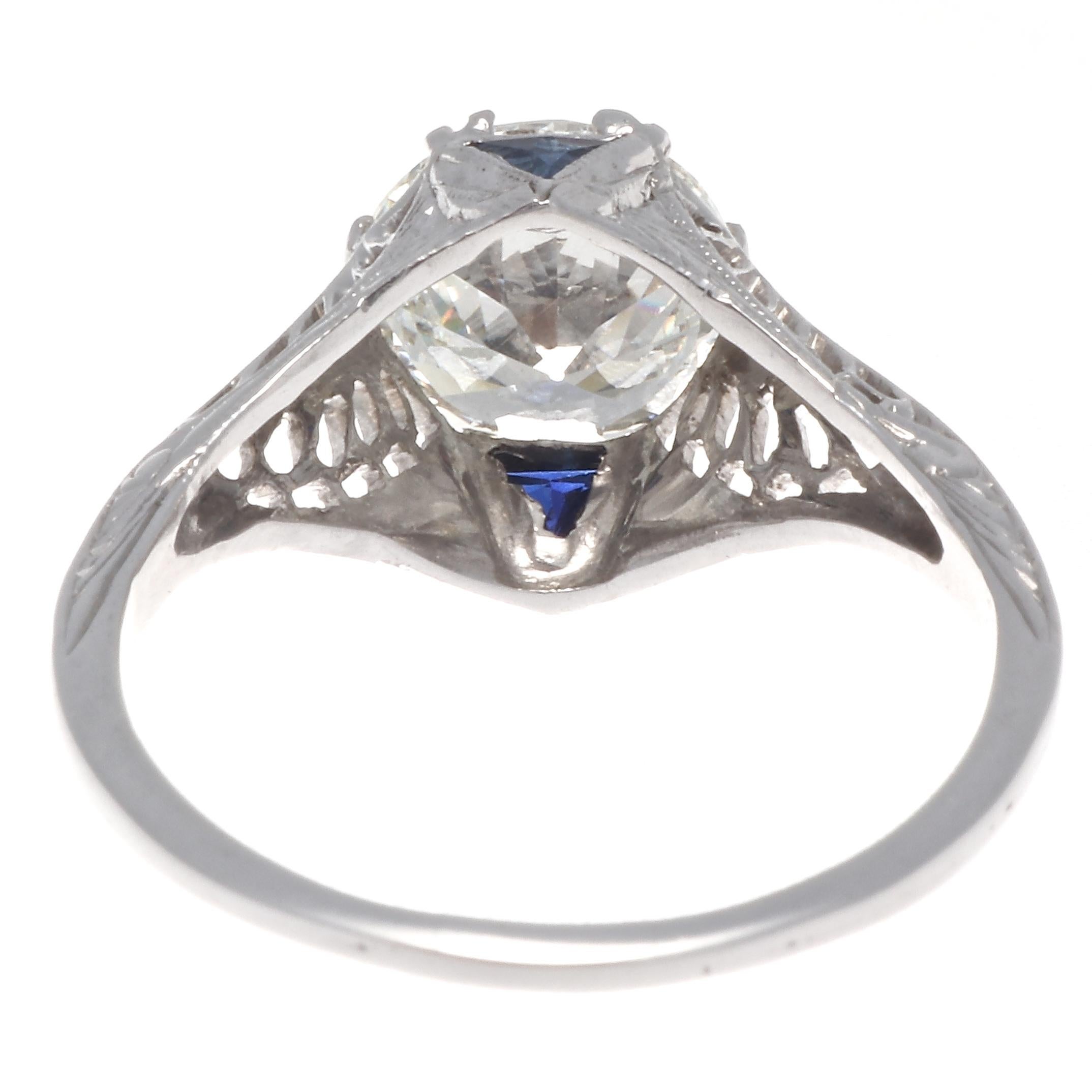 Women's Art Deco GIA 1.86 Diamond Platinum Ring