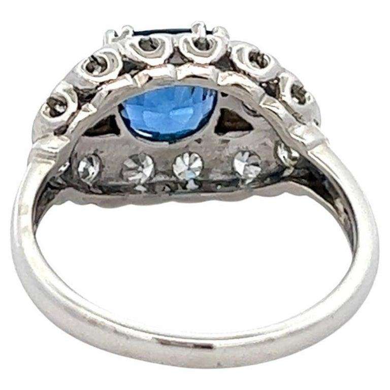 Art Deco GIA 1.87 Carats Burma No Heat Sapphire Diamond Platinum Ring 1