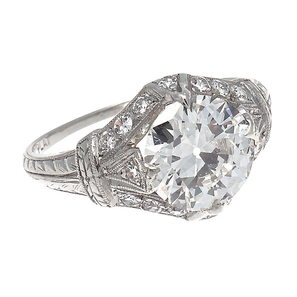 Art Deco GIA 1.88 Carat Old European Cut Diamond Platinum Engagement Ring