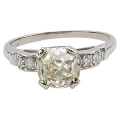 Art Deco GIA 1.88 Old Mine Cut Diamond Platinum Ring