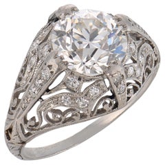 Art Deco GIA 1.90 carat diamond platinum engagement ring
