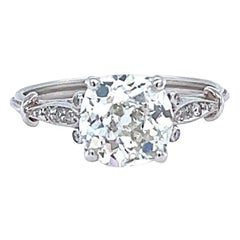 Art Deco GIA 1.93 Carats Old Mine Cut Diamond Platinum Engagement Ring