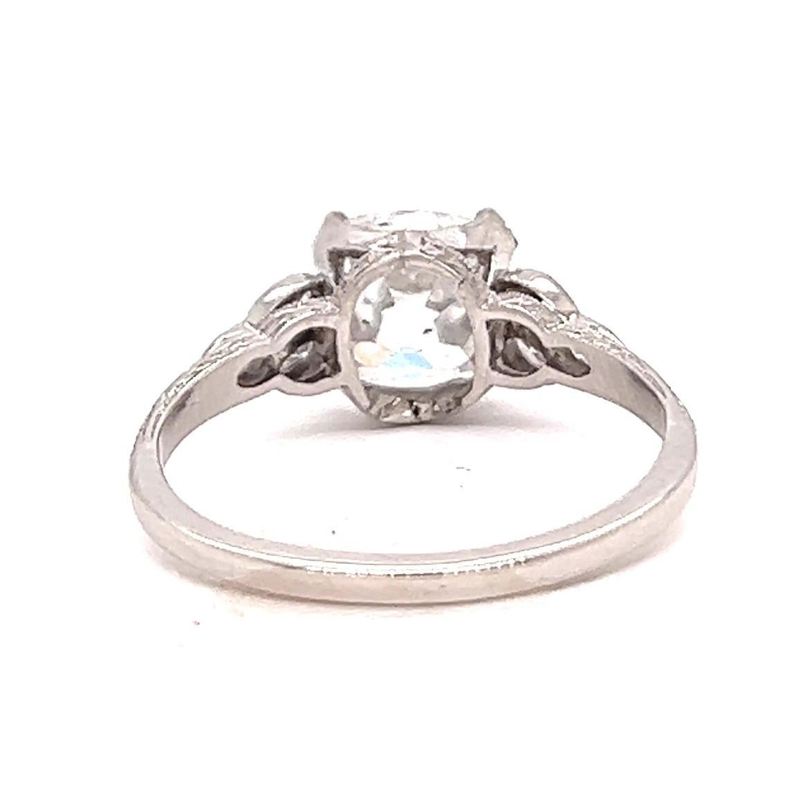 Art Deco GIA 1.94 Carats Old Mine Cut Diamond Platinum Engagement Ring 3