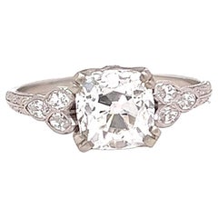 Art Deco GIA 1.94 Carats Old Mine Cut Diamond Platinum Engagement Ring