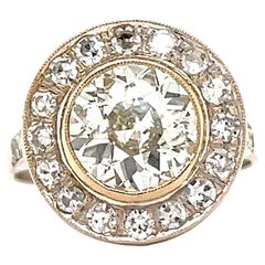 Art Deco GIA 1.97 Carat Old European Cut Diamond Gold Target Engagement Ring