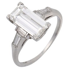 Art Deco GIA 1.99 carat baguette cut diamond platinum engagement ring