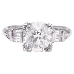 Vintage Art Deco GIA 1.99 Carat Old Mine Cut Diamond Platinum Ring