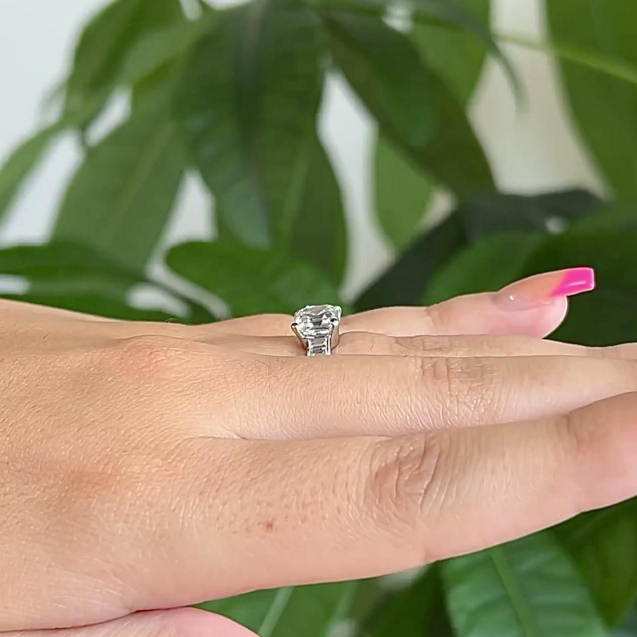 Women's or Men's Art Deco GIA 1.99 Carats Asscher Cut Diamond Platinum Engagement Ring