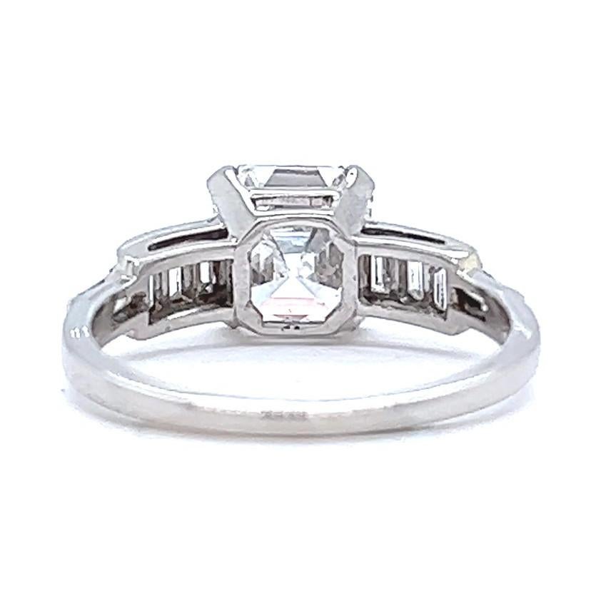 Art Deco GIA 1.99 Carats Asscher Cut Diamond Platinum Engagement Ring 3
