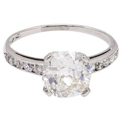 Art Deco GIA 2.00 Carat Old Mine Cut Diamond Platinum Ring
