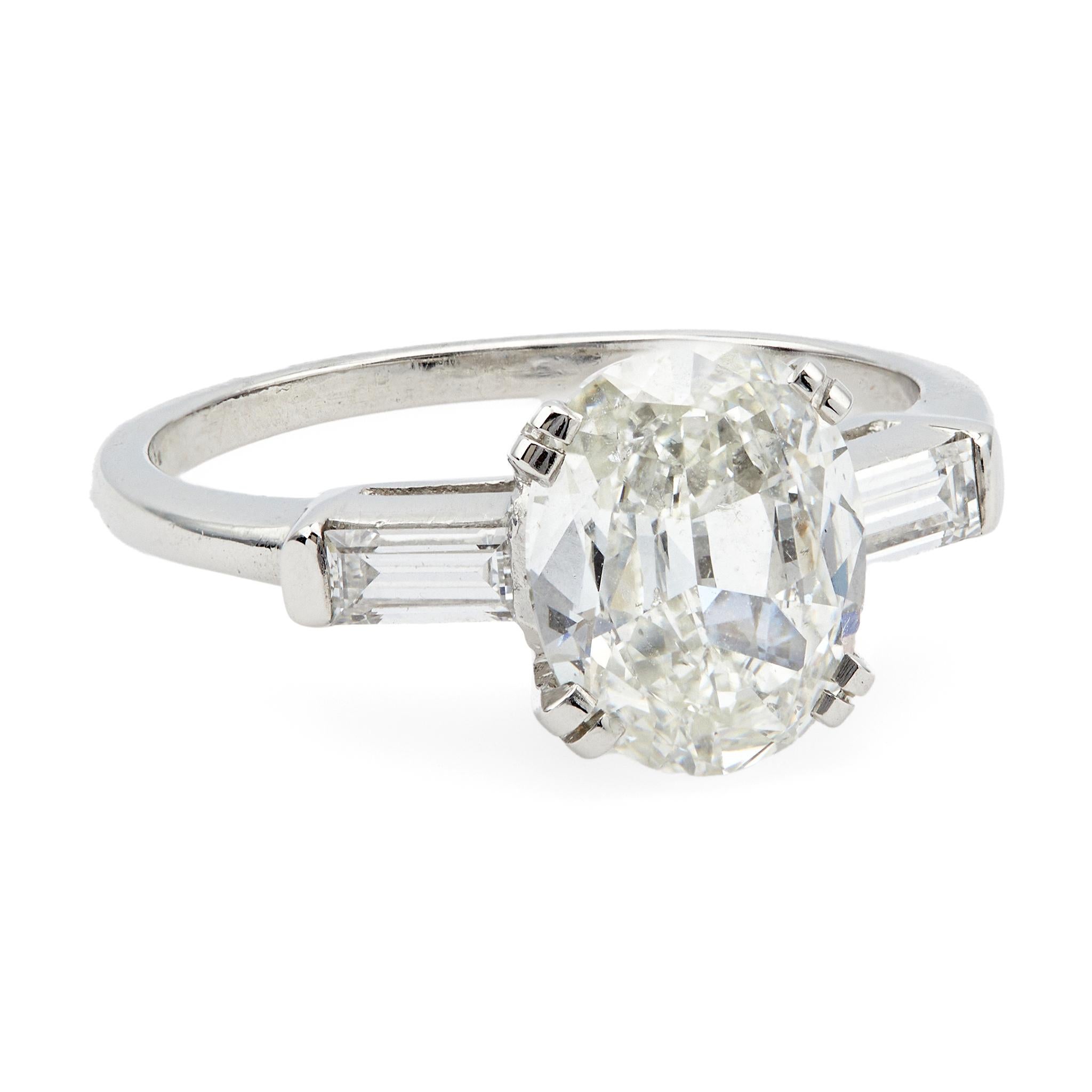 Art Deco GIA 2.00 Carat Oval Cut Diamond Platinum Ring 1