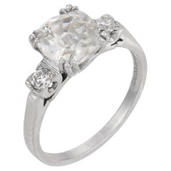 Platin-Verlobungsring, Art déco, GIA 2.01 Karat Diamant im alten Minenschliff, Art déco