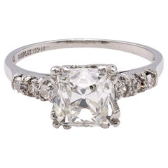 Art Deco GIA 2.01 Carat Old Mine Cut Diamond Platinum Ring