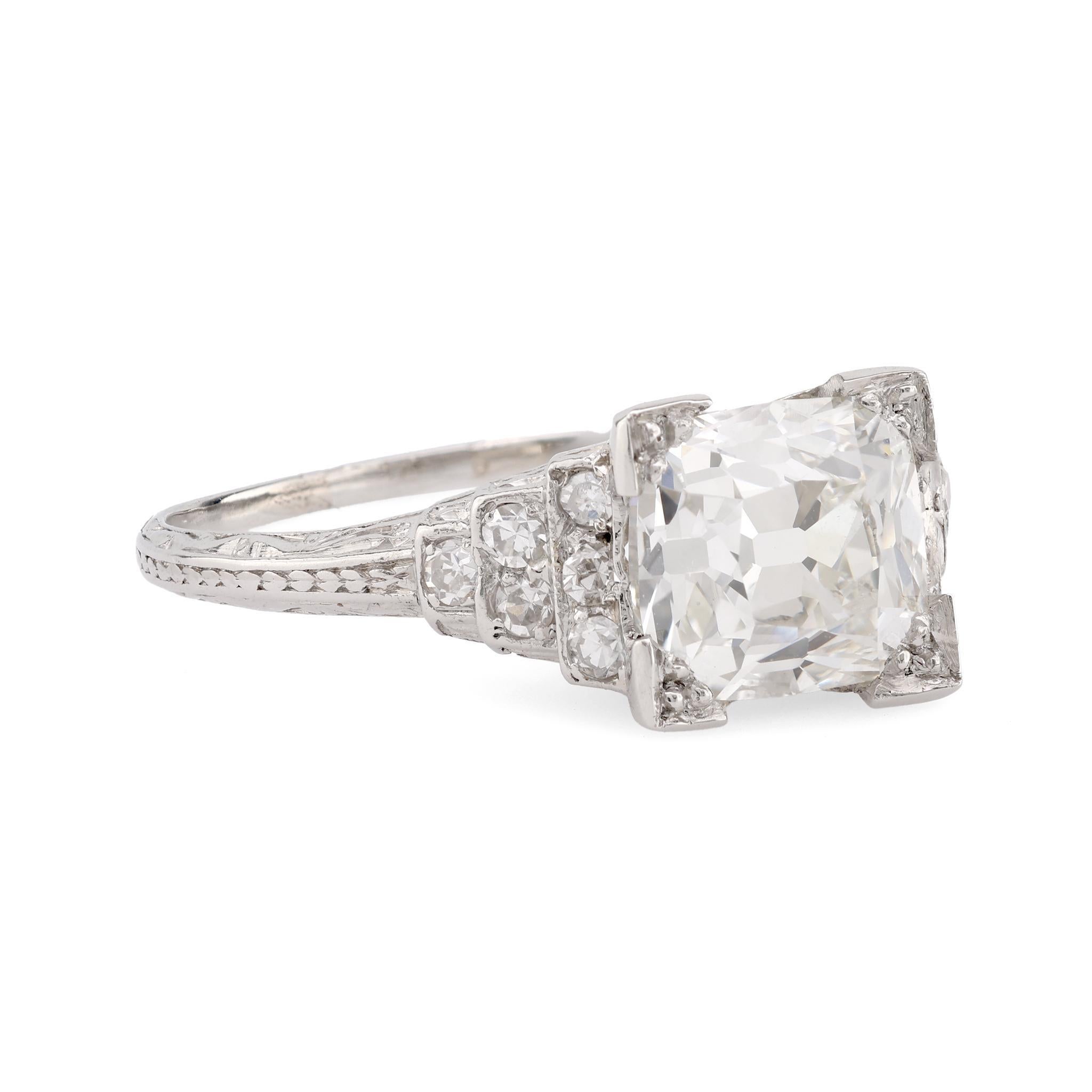 Old Mine Cut Art Deco GIA 2.01 carat old mine diamond platinum engagement ring