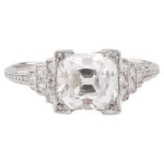 Art Deco GIA 2.01 carat old mine diamond platinum engagement ring