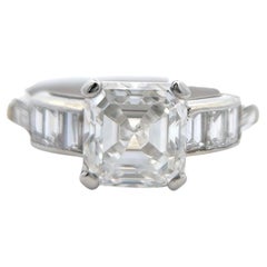 Art Deco GIA 2.01 Carats Asscher Cut Diamond Platinum Ring