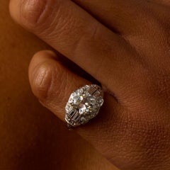 Art Deco GIA 2.02 carat old mine cut diamond platinum engagement ring