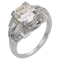 Art Deco GIA 2.02 carat old mine cut diamond platinum engagement ring