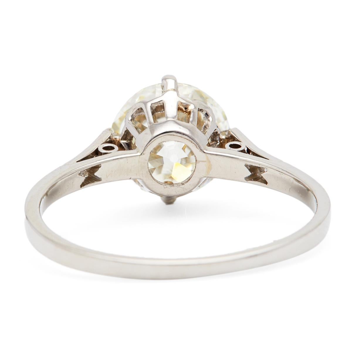 Women's or Men's Art Deco GIA 2.02 Old European Cut Diamond Platinum Ring