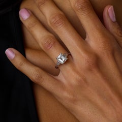 Art deco GIA 2.04 carat diamond platinum white gold engagement ring