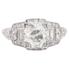Art Deco GIA 2.05 Carat Old European Cut Diamond Platinum Ring