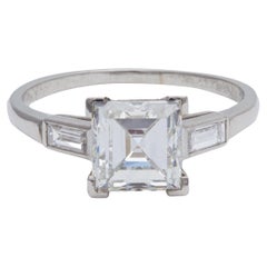 Anello Art Deco GIA con diamante taglio Carrs da 2,05 carati in platino