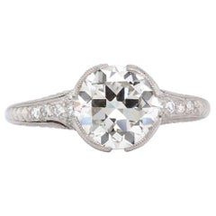 Art Deco GIA 2.06 Carat Old European Cut Diamond Platinum Ring