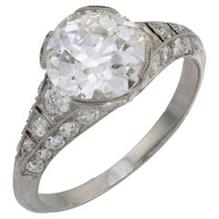 Art Deco GIA 2.07 carat old European cut diamond platinum engagement ring