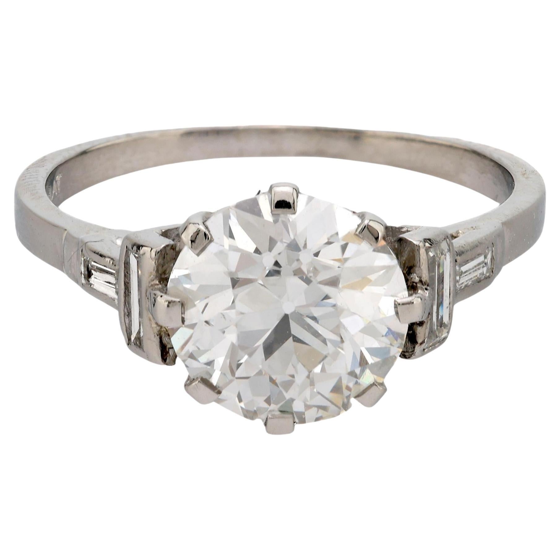 Art Deco GIA 2.08 carat old European cut diamond platinum engagement ring