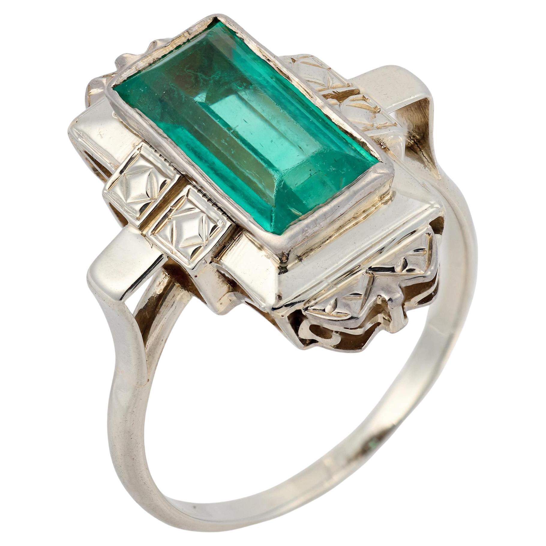 Bague Art Déco GIA 2.10 carats émeraude colombienne or blanc 18k