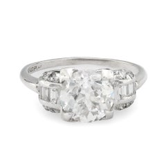 Art Deco GIA 2.10 carat old European cut diamond platinum engagement ring
