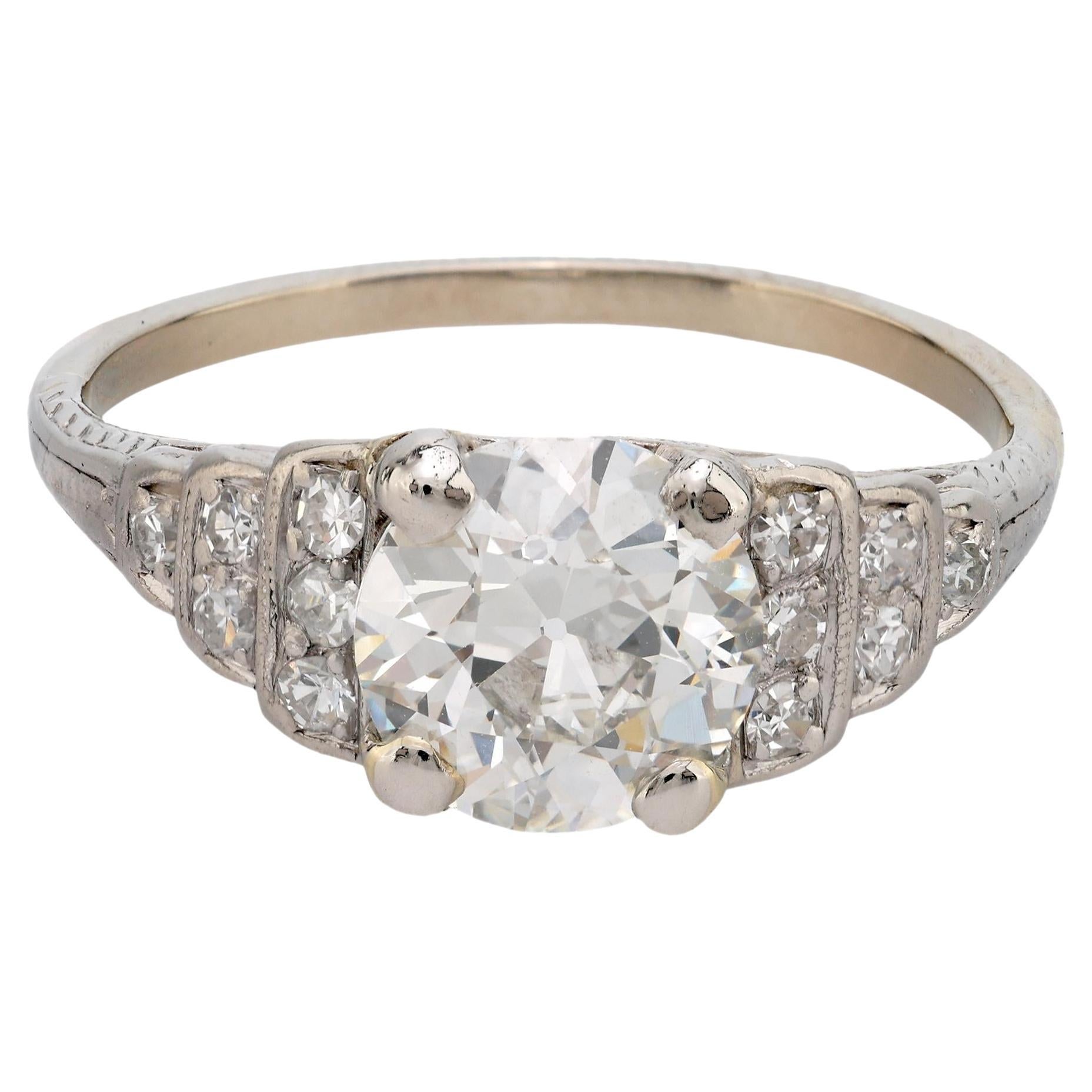 Art Deco GIA 2.15 carat diamond platinum engagement ring