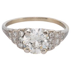 Art Deco GIA 2.15 carat diamond platinum engagement ring