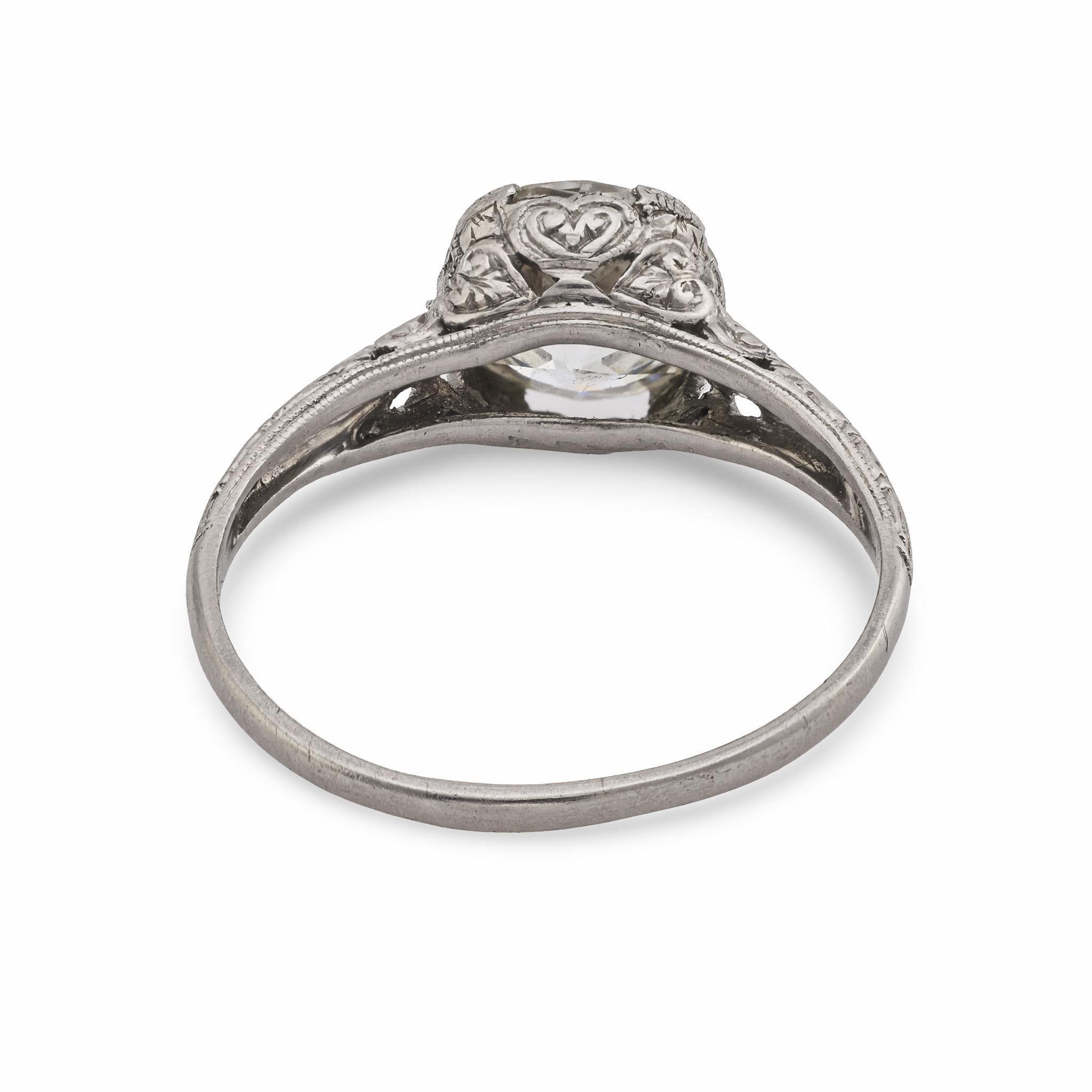 Bague de fiançailles Art déco en platine avec diamant de 2.16 carat certifié GIA en vente 2