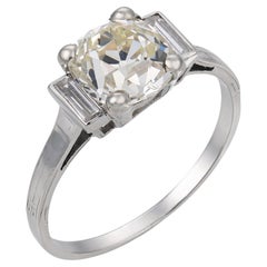 Art Deco GIA 2.19 carat diamond platinum engagement ring
