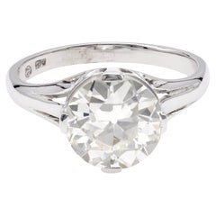 Art Deco GIA 2.19 Carat Old European Cut Diamond Platinum Solitaire Ring