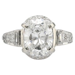 Art Deco GIA 2.21 carat oval cut diamond platinum ring