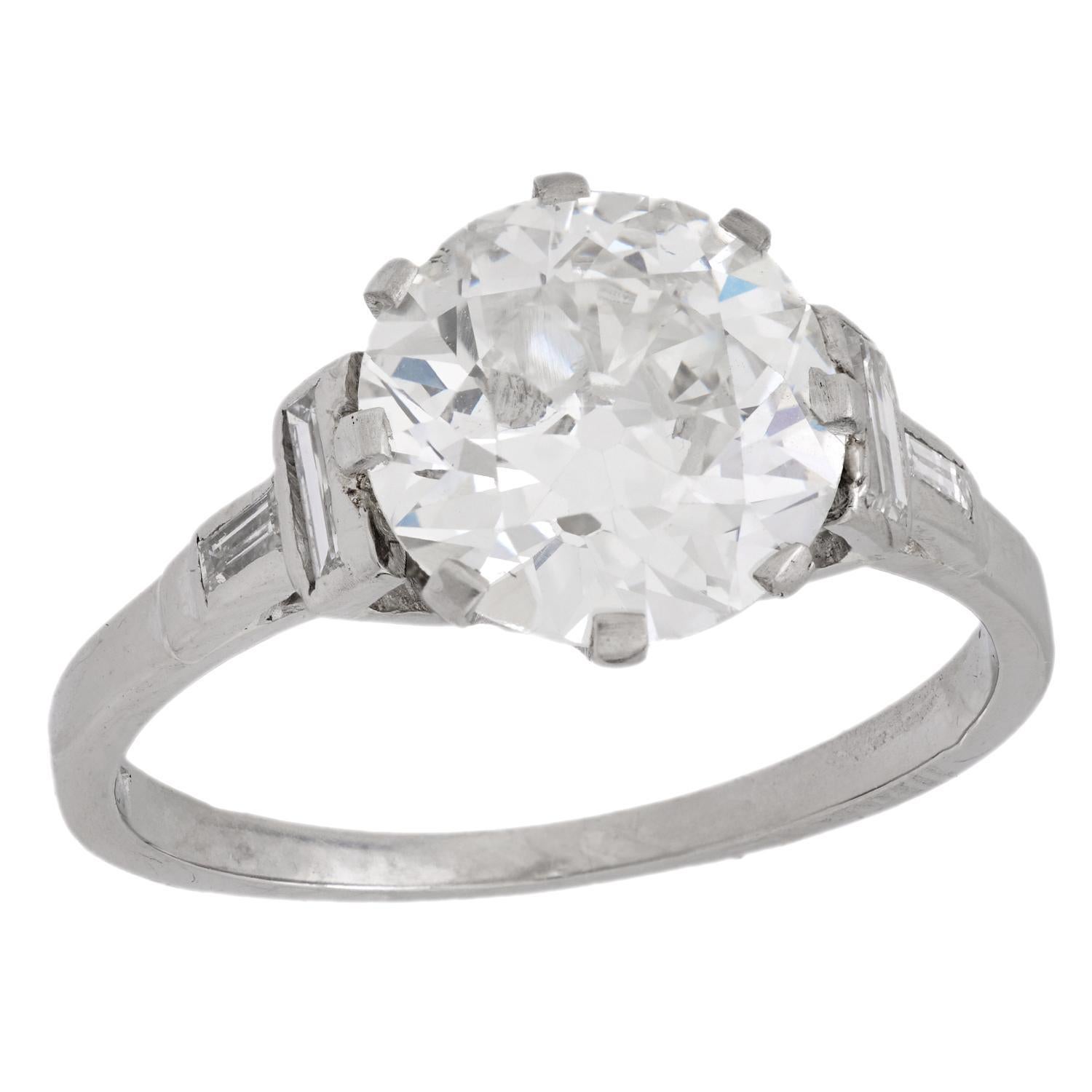 Art Deco GIA 2.24 carat old European cut diamond platinum engagement ring