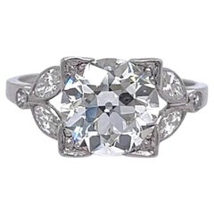 Art Deco GIA 2,25 Karat Diamant-Verlobungsring aus Platin mit alteuropäischem Schliff