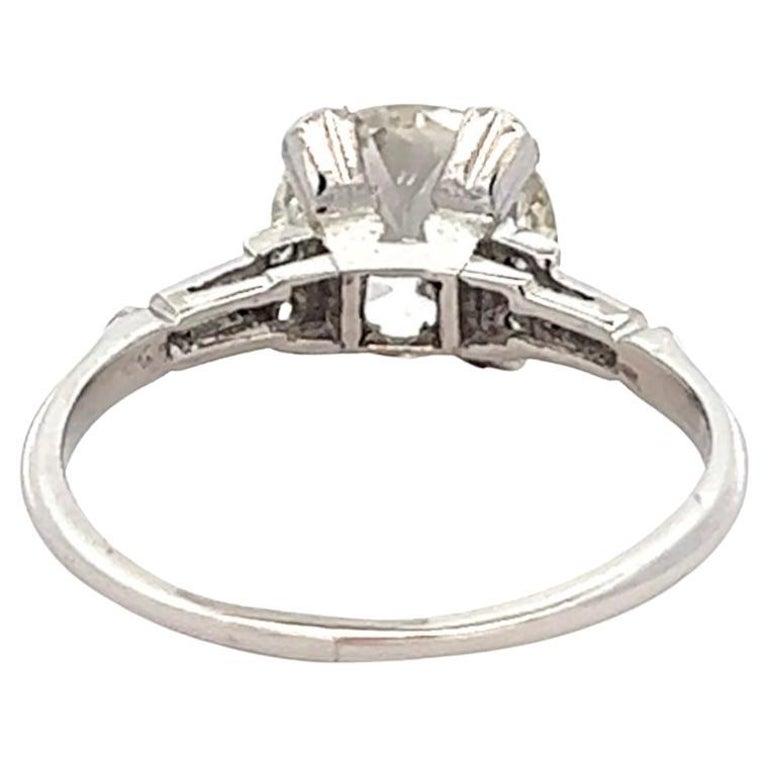 Art Deco GIA 2.25 Carats Old European Cut Diamond Platinum Ring 2