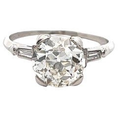 Art Deco GIA 2.25 Carats Old European Cut Diamond Platinum Ring