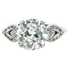 Art Deco GIA 2.31 Carats Diamond Platinum Engagement Ring