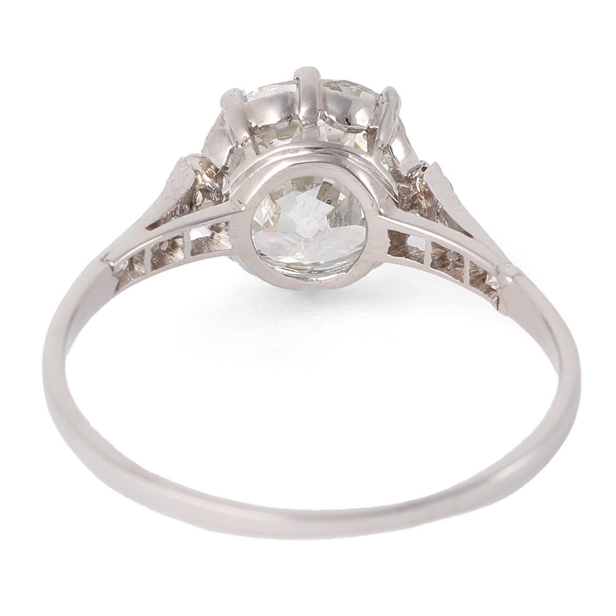 Art Deco GIA 2.34 Carats Old Mine Cut Diamond Platinum Ring 2