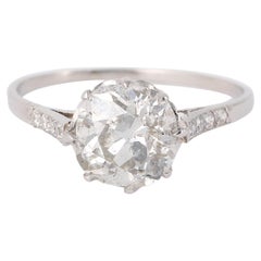 Art Deco GIA 2.34 Carats Old Mine Cut Diamond Platinum Ring