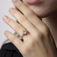 Art Deco GIA 2.37 carat old European cut diamond platinum engagement ring