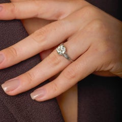 Art Deco GIA 2.40 carat old European cut diamond platinum engagement ring