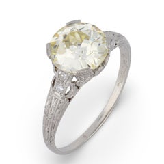 Art Deco GIA 2.40 carat old European cut diamond platinum engagement ring